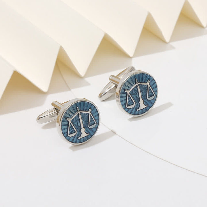 Men's Exquisite Law Scales Pattern Enamel Cufflinks - image 2