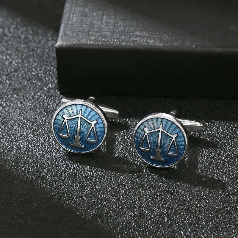 Men's Exquisite Law Scales Pattern Enamel Cufflinks - Blue - image 0