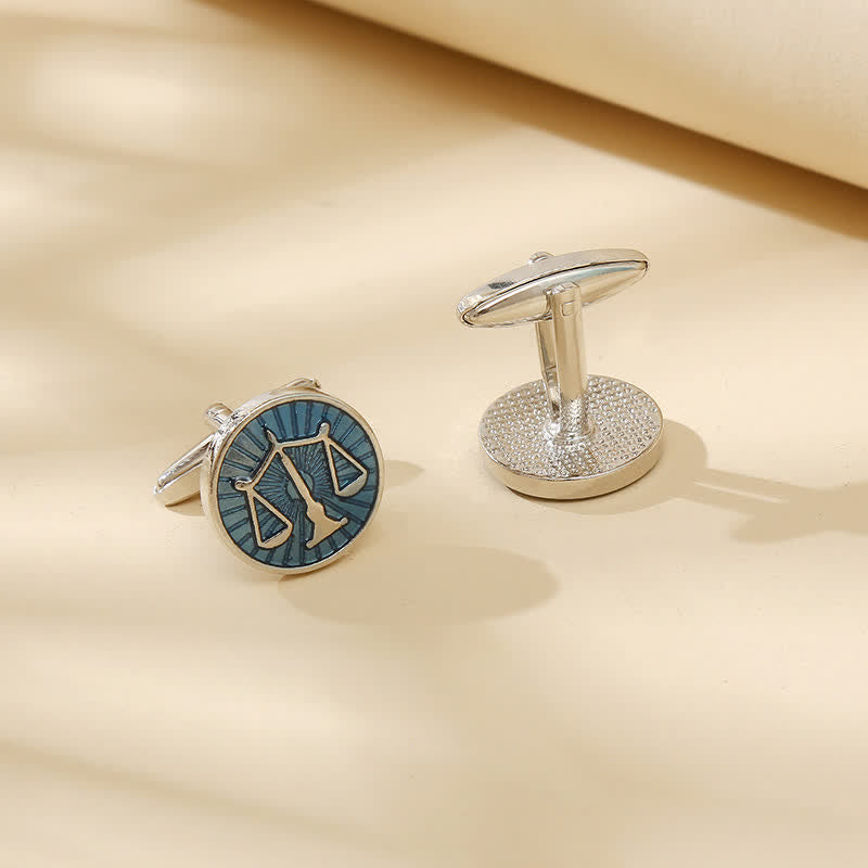 Men's Exquisite Law Scales Pattern Enamel Cufflinks - image 1