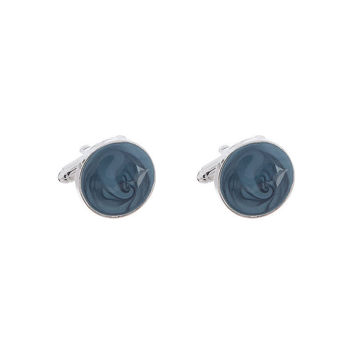 Men's Versatile Round Style Shirt Cufflinks - Blue - image 2