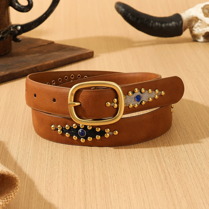 Women's Stylish Gem Rivets Inlaid Leather Belt