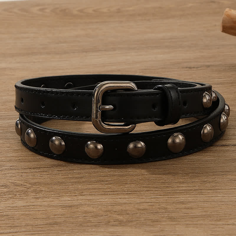 Women's Punk Rock Round Studded Leather Belt