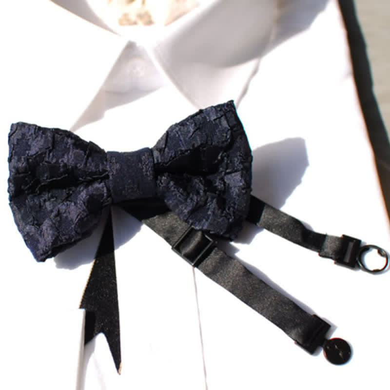 Men's Elegant Black Jacquard Floral Bow Tie