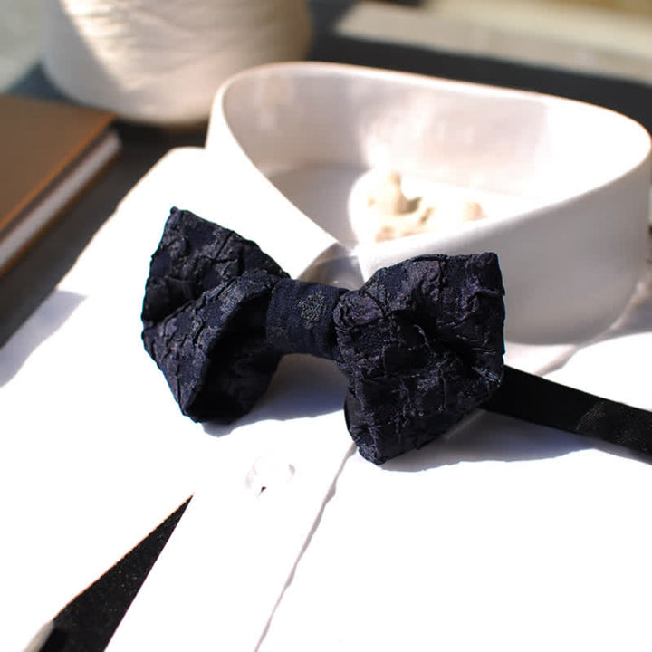 Men's Elegant Black Jacquard Floral Bow Tie