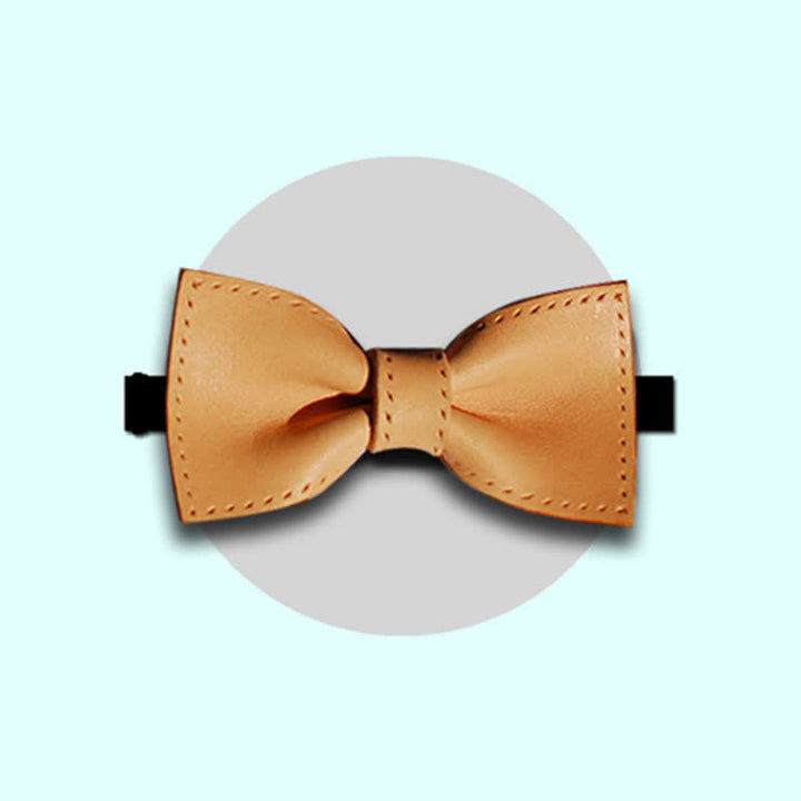 Men's Personalized Plant Tanned Leather Bow Tie