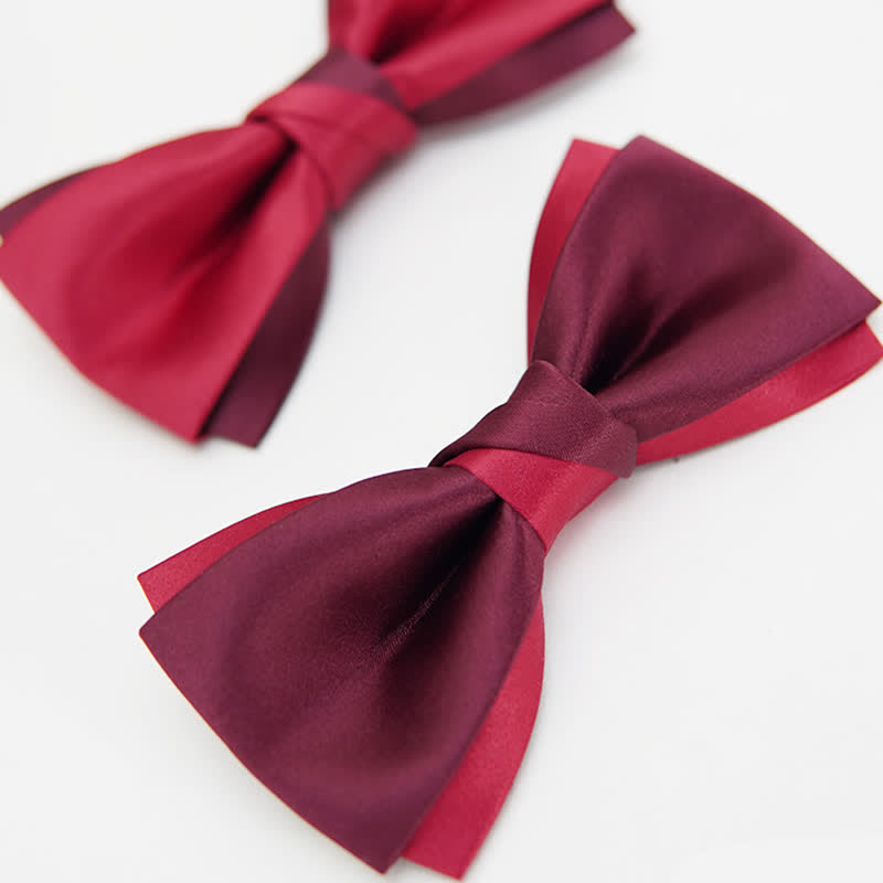 Men's Red Double Layered Formal Tuxedo Bow Tie