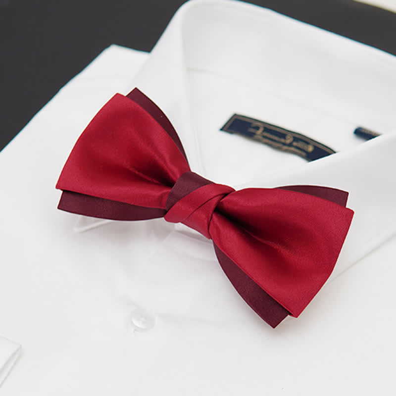 Men's Red Double Layered Formal Tuxedo Bow Tie