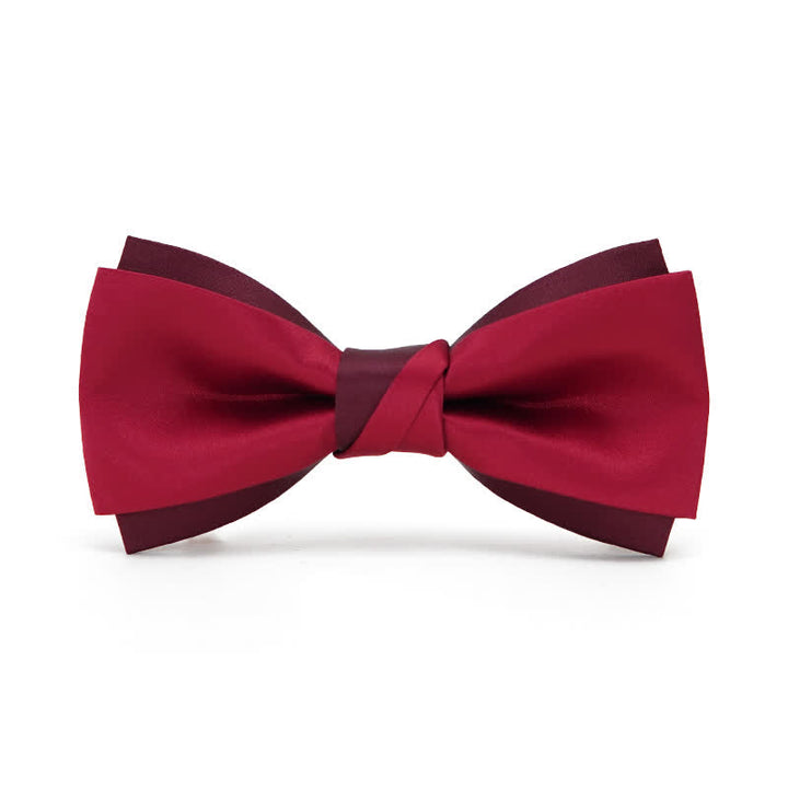 Men's Red Double Layered Formal Tuxedo Bow Tie