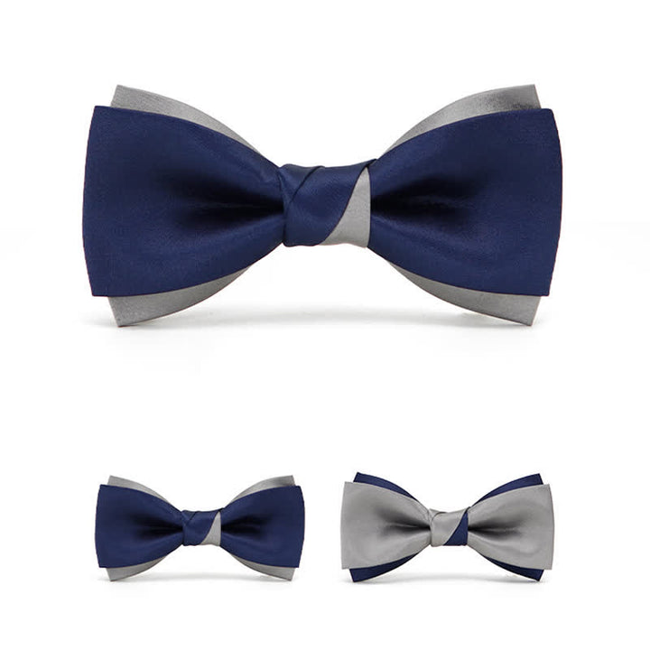 Men's Noble Navy & Silver Double Layered Bow Tie