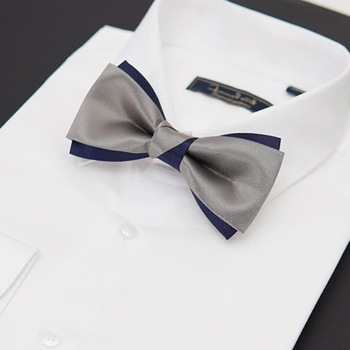 Men's Noble Navy & Silver Double Layered Bow Tie