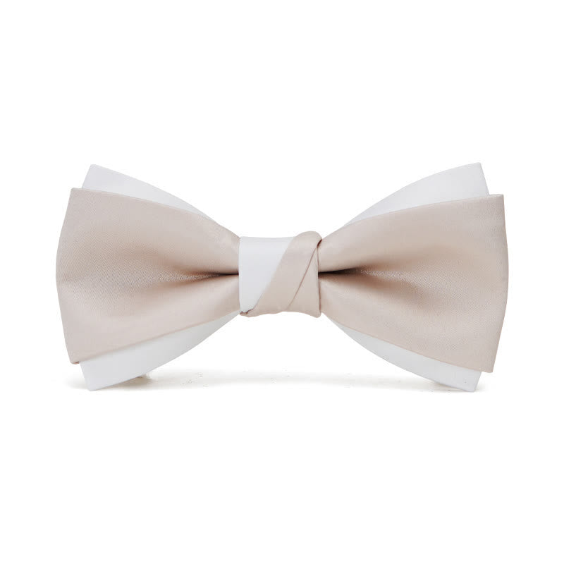 Men's Gentle Pink & White Double Layered Bow Tie