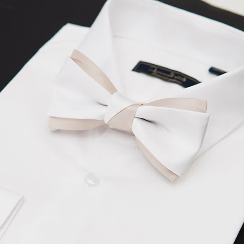 Men's Gentle Pink & White Double Layered Bow Tie