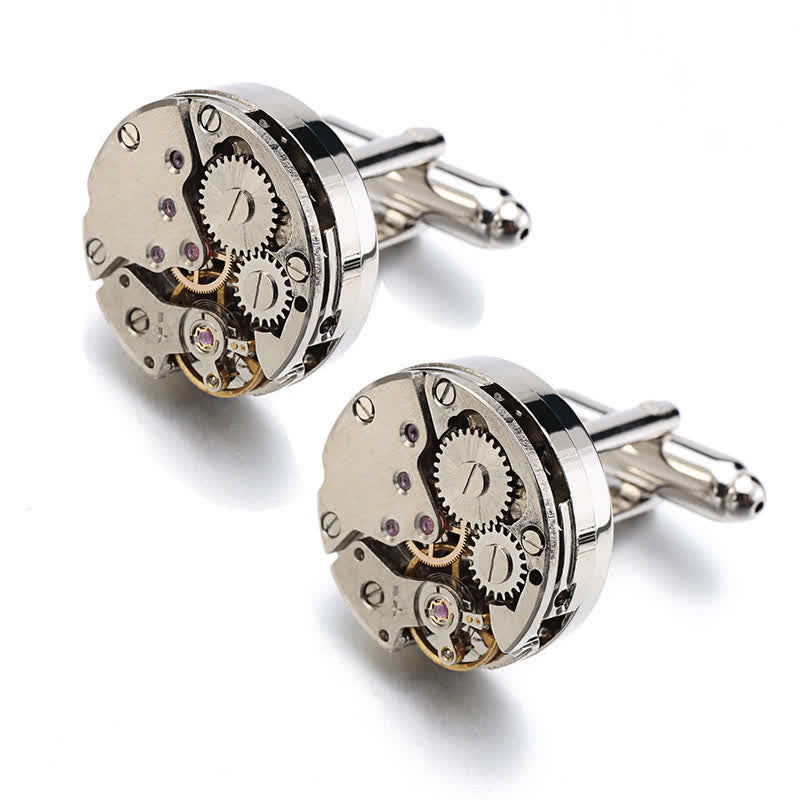 Men's Cool Watch Movement Steampunk Cufflinks - image 2