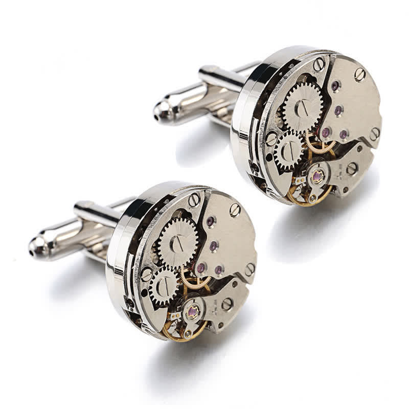 Men's Cool Watch Movement Steampunk Cufflinks - image 4