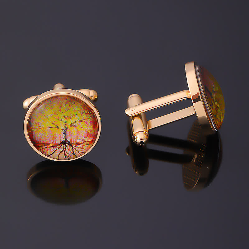 Men's Gold Accessories Tree of Life Cufflinks