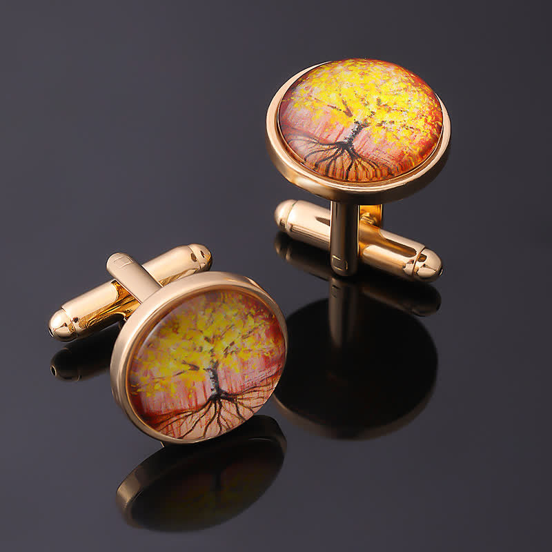 Men's Gold Accessories Tree of Life Cufflinks - image 1