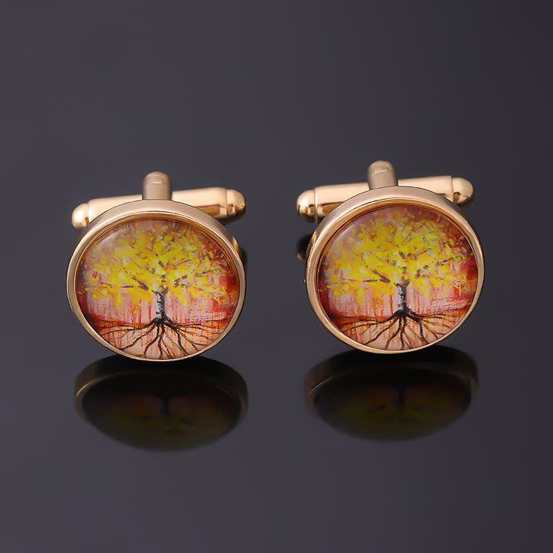 Men's Gold Accessories Tree of Life Cufflinks