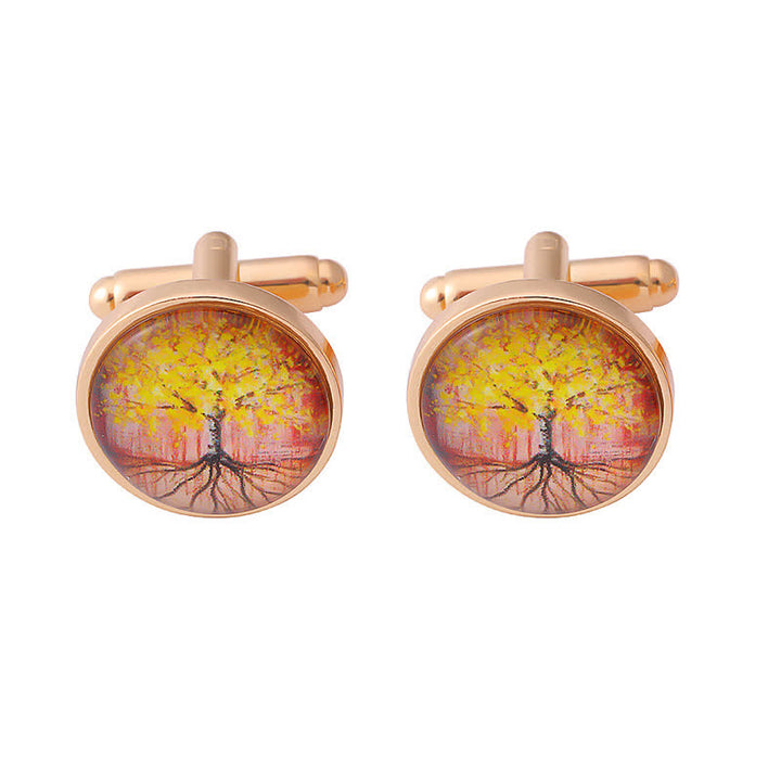 Men's Gold Accessories Tree of Life Cufflinks