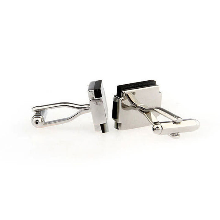 Men's Check Stripe Square Pearl Shell Cufflinks - image 7