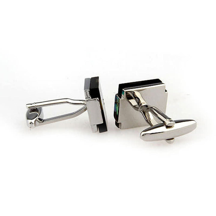 Men's Check Stripe Square Pearl Shell Cufflinks - image 9