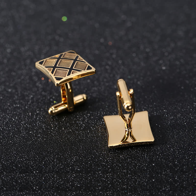 Men's Gold & Black Diagonal Rectangle Cufflinks