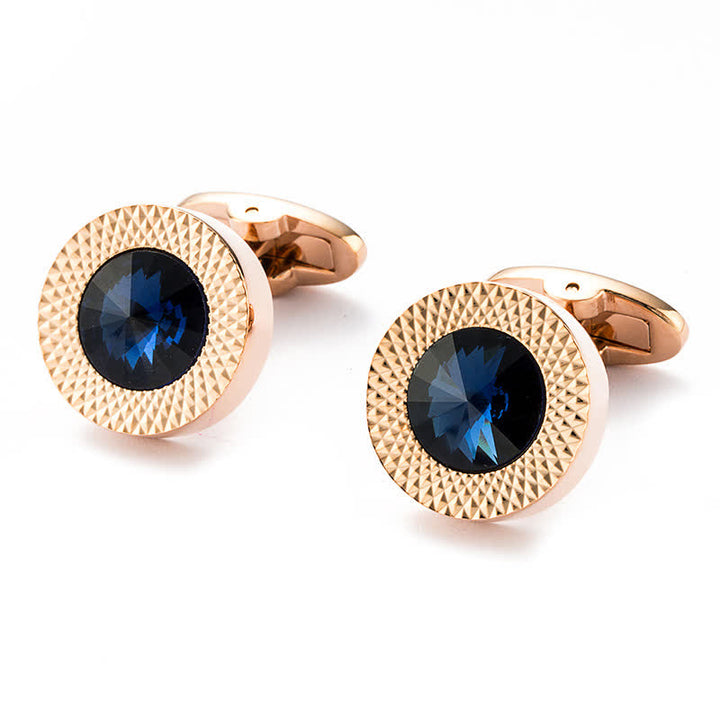 Men's Alluring Gemstone Crystal Cufflinks - Blue & Gold - image 3