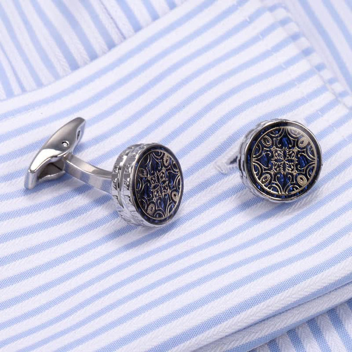 Men's Novelty Floral Pattern Round Cufflinks - image 1
