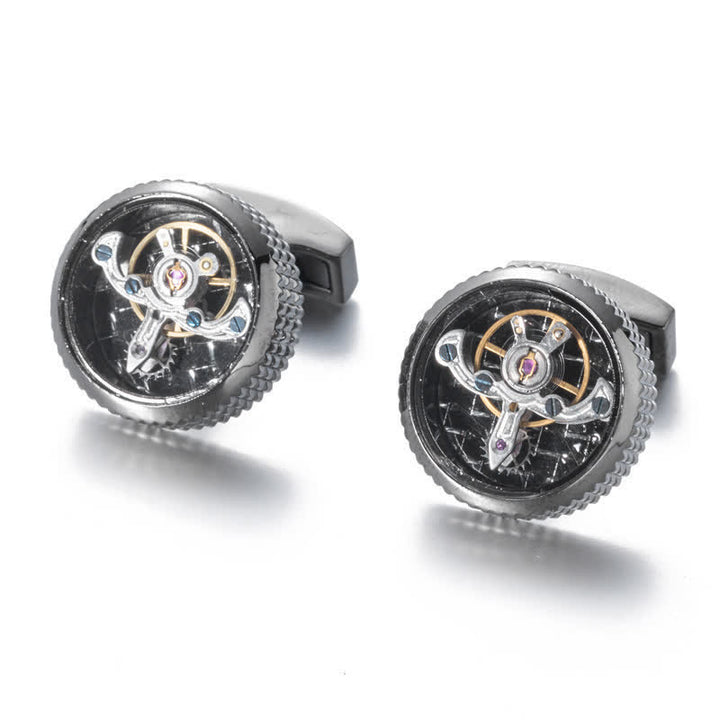 Men's Cool Tourbillon Mechanical Watch Cufflinks - Silver - image 0