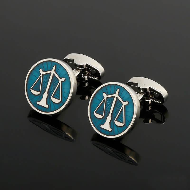 Men's Blue Scales Of Justice Cufflinks - Blue - image 0