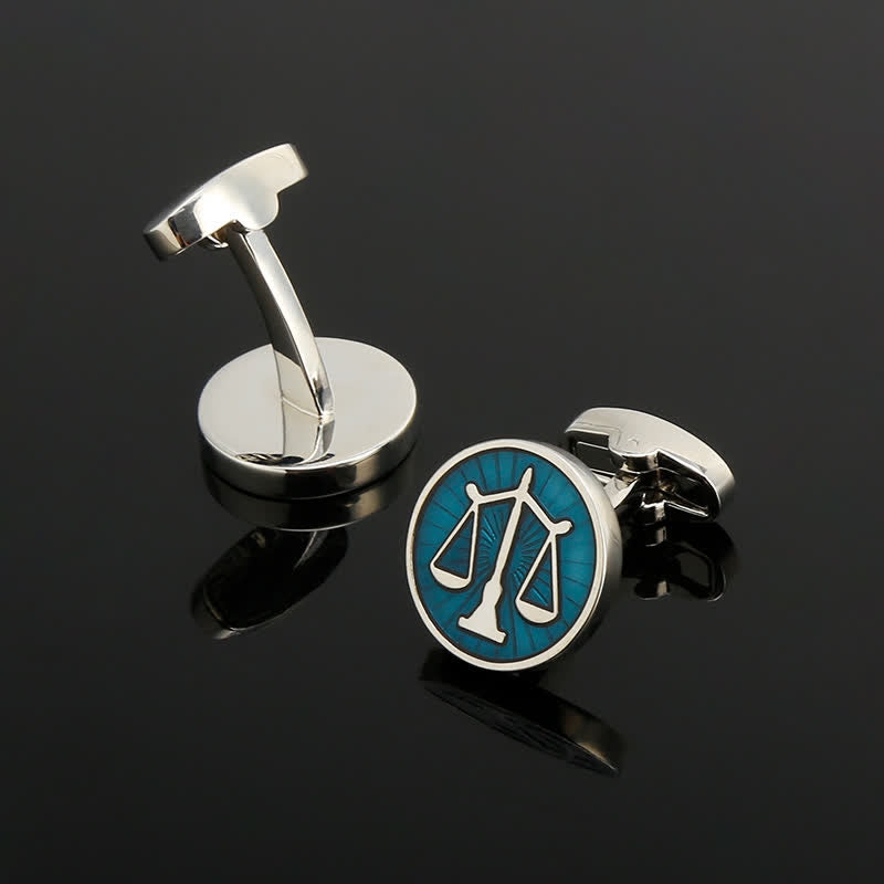 Men's Blue Scales Of Justice Cufflinks