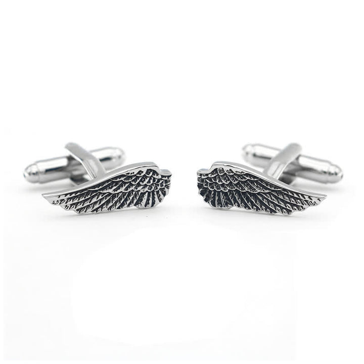 Men's Black & Silver Angel Wings Cufflinks