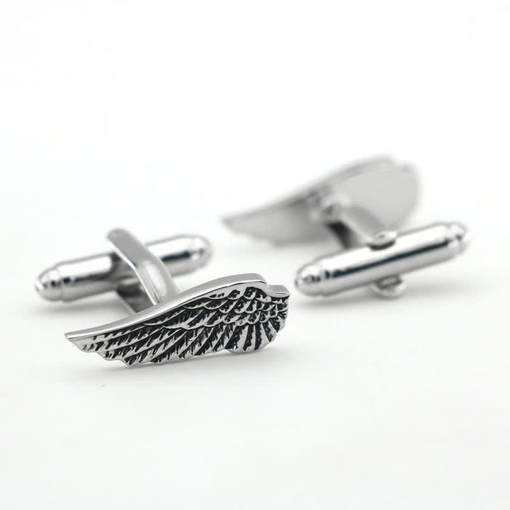 Men's Black & Silver Angel Wings Cufflinks - image 5