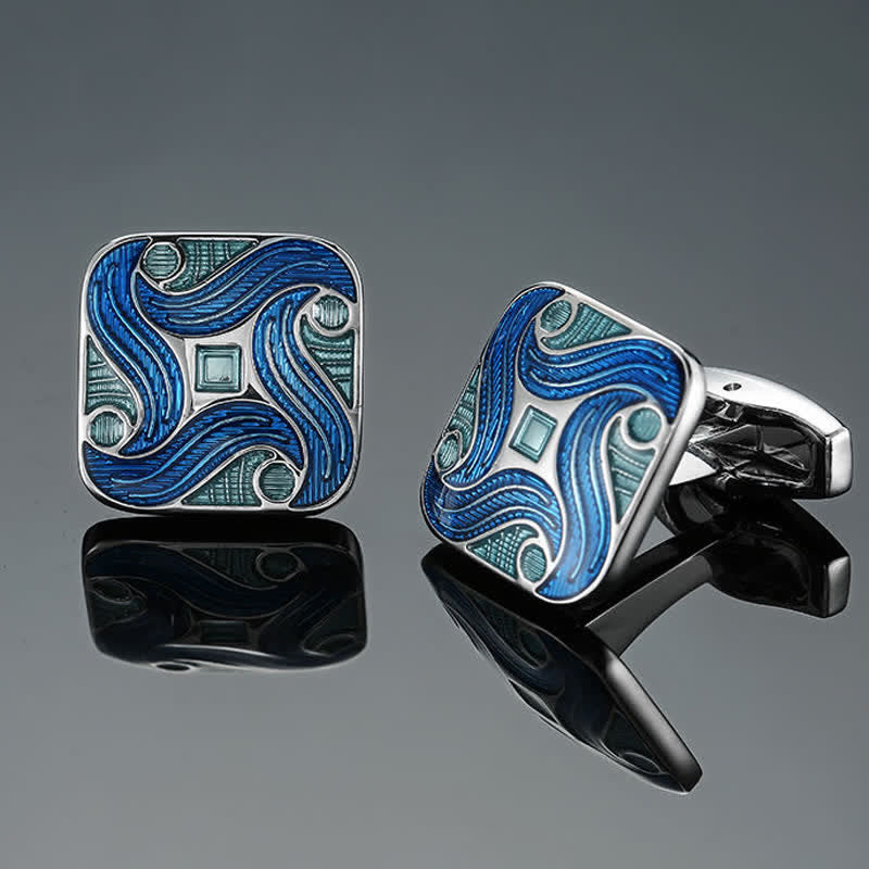Men's Blue Series Enamel Square Cufflinks - Style #1 - image 0