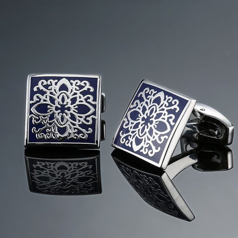 Men's Blue Series Enamel Square Cufflinks