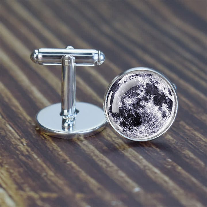 Men's Universe Solar System Planet Cufflinks - Moon - image 4