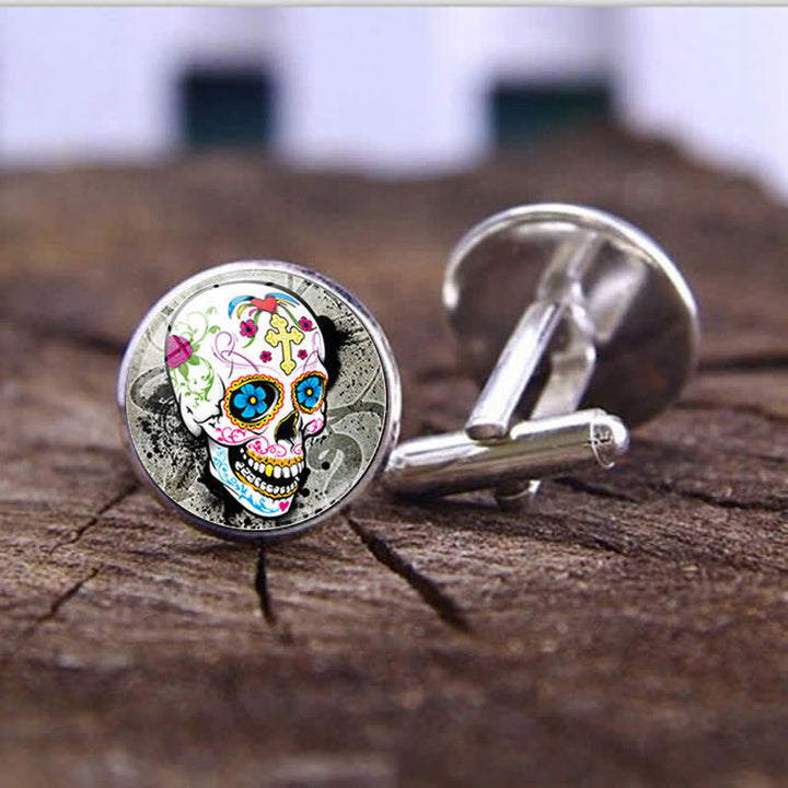 Men's Mexican Folk Art Sugar Skull Cufflinks - Style #8 - image 9