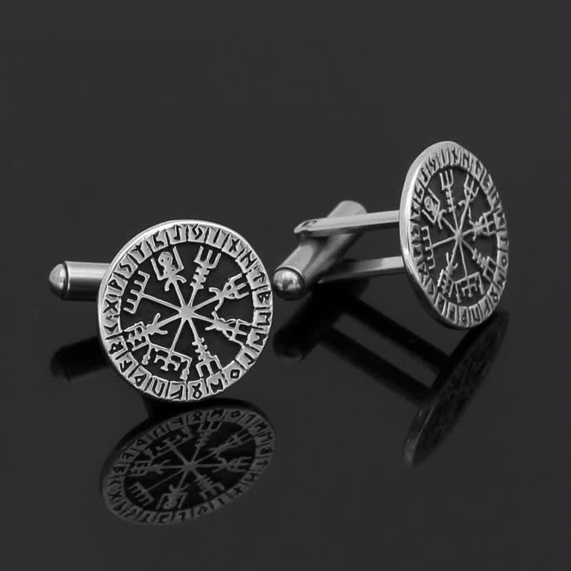 Men's Viking Compass Rune Vegvisir Cufflinks - image 1