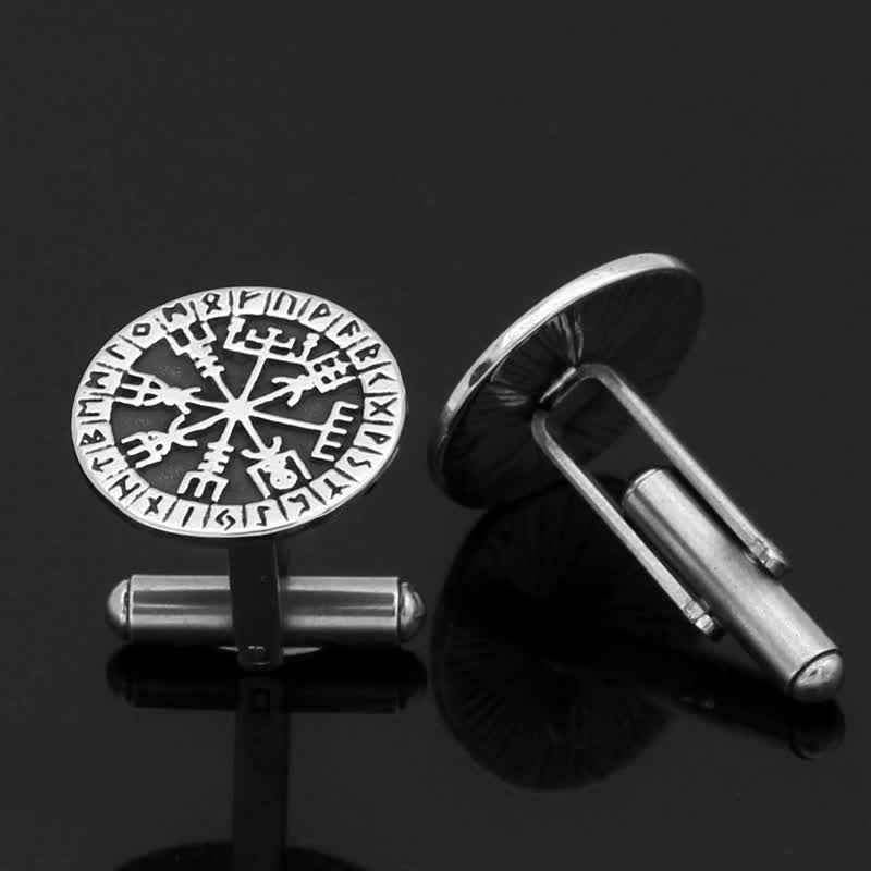 Men's Viking Compass Rune Vegvisir Cufflinks - image 2