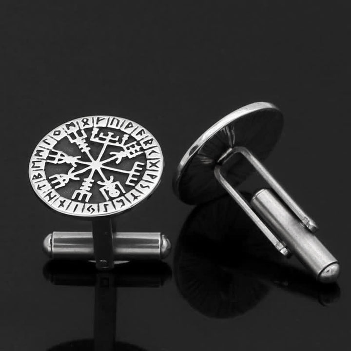 Men's Viking Compass Rune Vegvisir Cufflinks - image 2