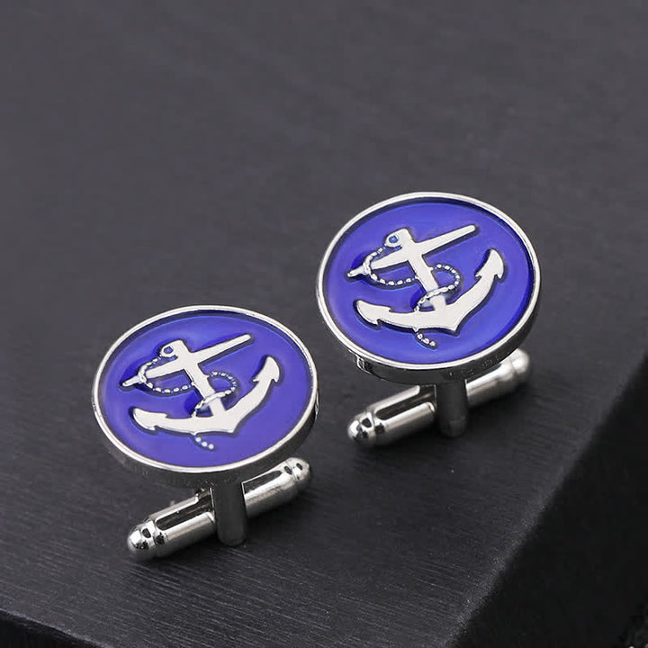 Men's Nautical Boat Anchor Cufflinks - Blue & Silver - image 7