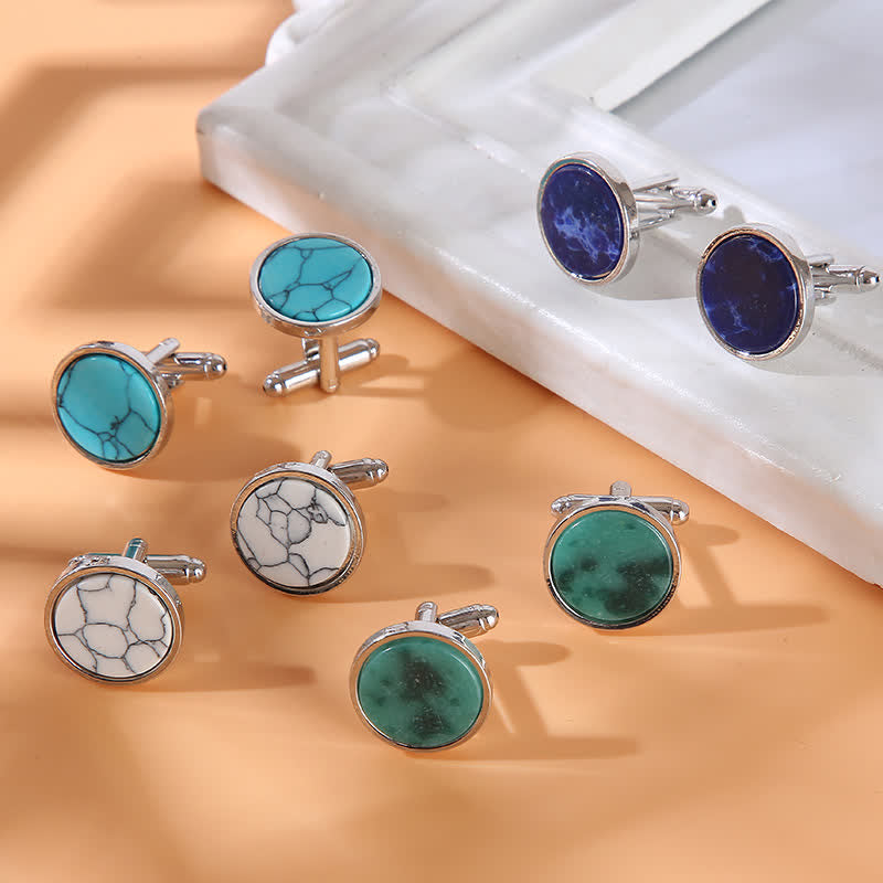 Men's Marble Stone Pattern Business Cufflinks - image 1