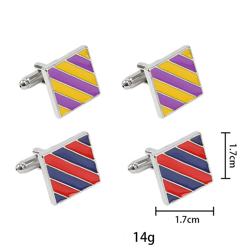 Men's Classical Two Tone Square Striped Cufflinks - image 8
