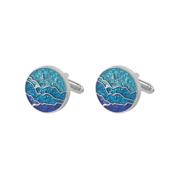 Men's Classic Blue Enamel Snowflake Cufflinks