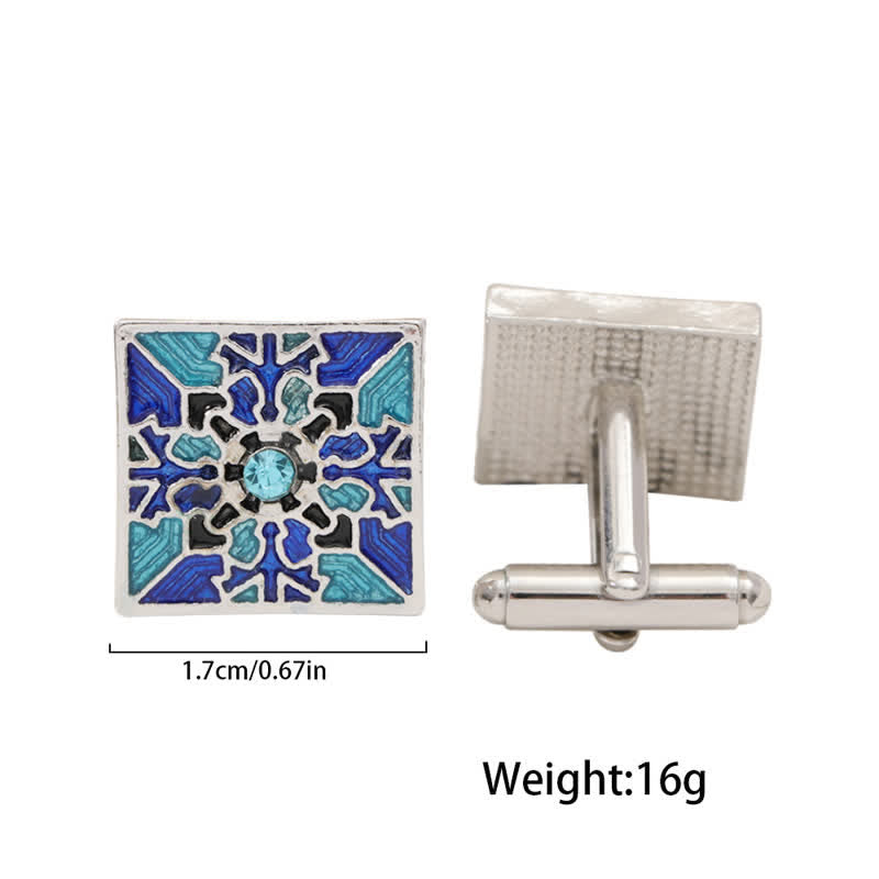 Men's Classic Blue Enamel Snowflake Cufflinks