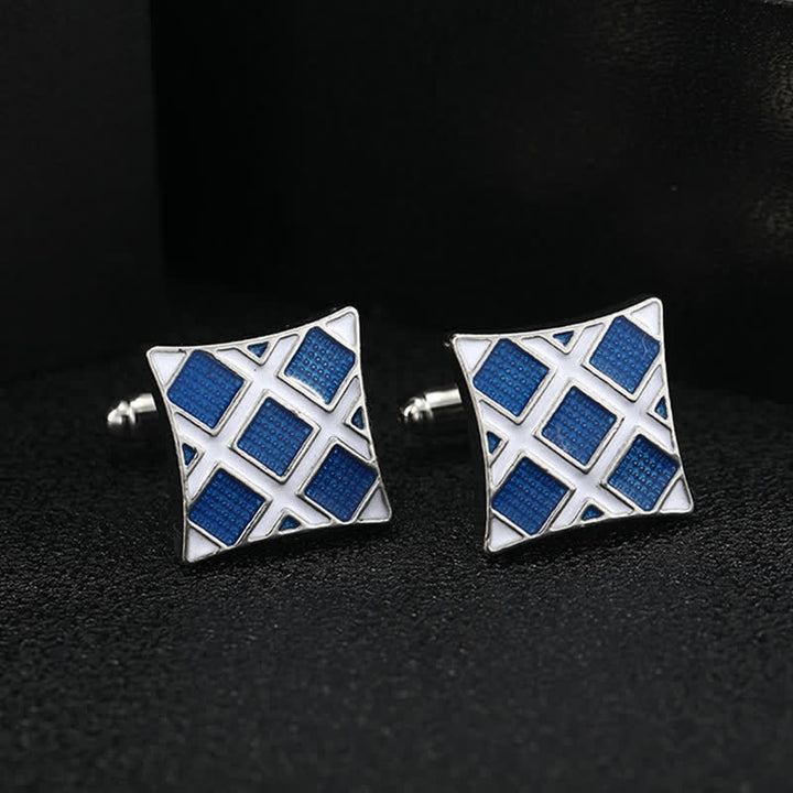 Men's Classic Blue Enamel Snowflake Cufflinks