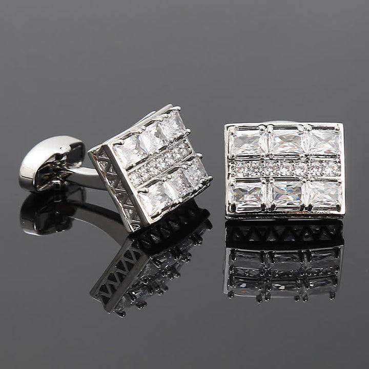 Men's Gold Plated Luxury Shiny Zircon Cufflinks