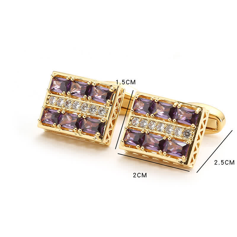 Men's Gold Plated Luxury Shiny Zircon Cufflinks