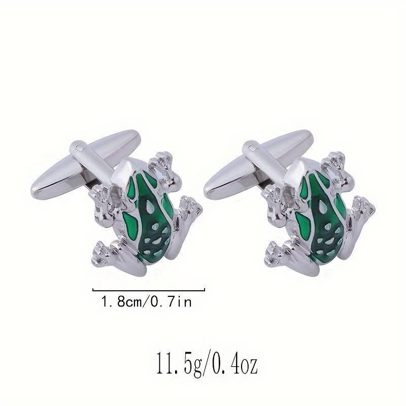 Men's Green Enamel Tree Frog Cufflinks - image 6