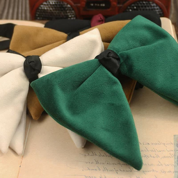 Men's Velvet Oversized Pointed Wedding Bow Tie