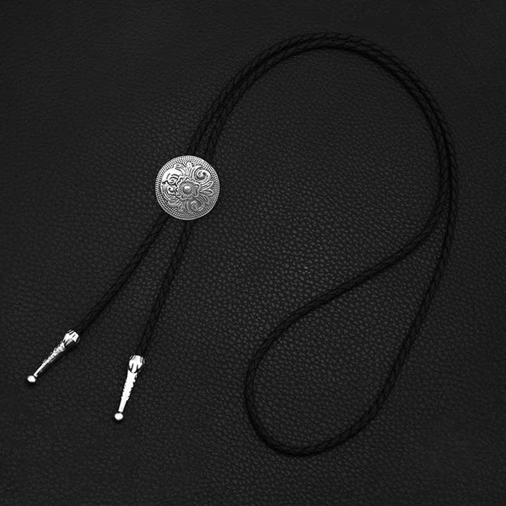 Classic Trendy Round Carved Flower Bolo Tie - image 7